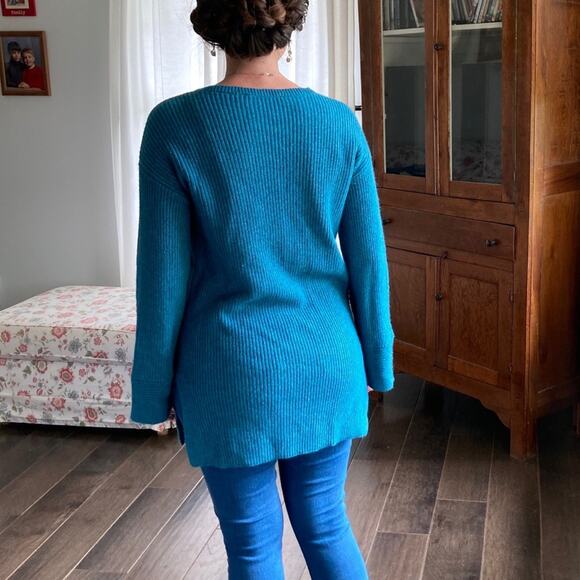 LOFT Blue Tunic Sweater With Flared Sleeves, S - Picture 4 of 7